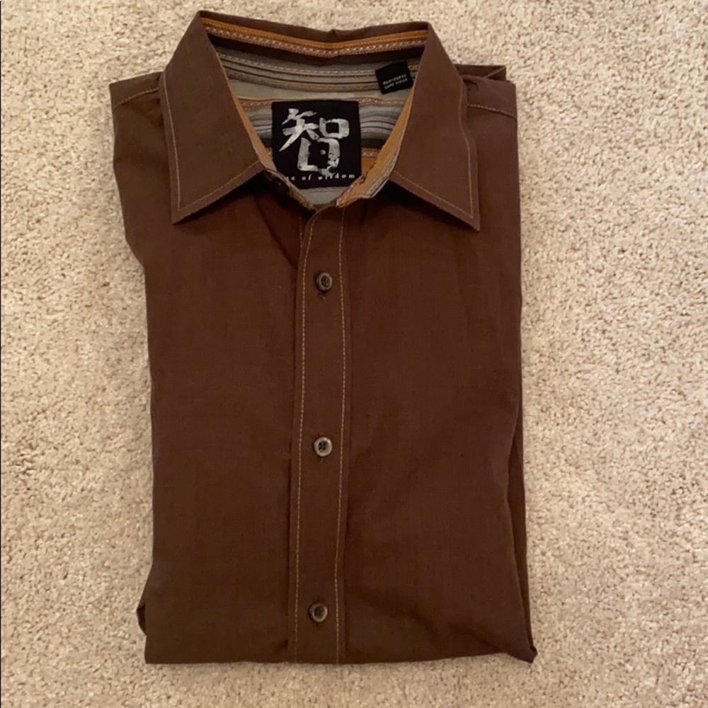 Age of Wisdom Men’s brown button down shirt
